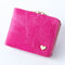 Women Short Candy Color Wallet Card Holder Purse - Rose Red