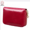 RFID Antimagnetic Genuine Leather 13 Card Slots Oil Leather Card Holder Purse - Red