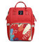 Print Diaper Mommy Bags Backpack Multi-functional Wawterproof Durable Shoulder Bags - Red