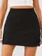 Slit Hem Elastic Waist Casual Mini Skirt - Black