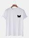 Mens Sample Cartoon Cat Graphic Casual Cotton Short Sleeve T-Shirt - White