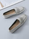 Women's Comfortable Knitted Mesh Large Size Square Toe Stitching Casual Flat Shoes - Gray