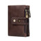 Women Retro Genuine Leather Multi-slots Bifold Small Short Wallets Card Holder Purse - Coffee