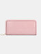Women Casual Large Capacity Multifunction Faux Leather Long Wallet Purse - Pink