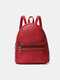 Women Studded Decor Pocket Front Mini Backpack - Red