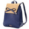 Women Vintage Bowknot Alligator Pattern PU Leather Backpack  - Blue