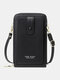 Women RFID Faux Leather Casual Multifunction Touch Screen Crossbody Bag Phone Bag - Black