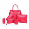 Women Fashion Crossbody Bags Set 6PCS Crocodile Print Bags - Rose Red