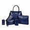 Women Fashion Crossbody Bags Set 6PCS Crocodile Print Bags - Blue