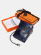 Men Genuine Leather Cowhide RFID Anti-theft Zipper Chain Card Holder Wallet - Blue Wallet +Box