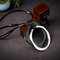 Ethnic Statement Geometric Wood Metal Pendant Necklaces Adjustable Retro Leather Necklaces for Women - Green