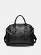 Men Vintage Faux Leather Multifunction Back Anti-Theft Pocket Briefcase Handbags Crossbody Bags - Black