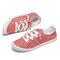 Women Large Size Breathable Canvas Non Slip Lace-Up Flat Court Sneakers - Red