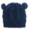 Cute Cat Ear Devil Slouch Beanie Hat Crochet Knitted  Braided Winter Warm Cap - Navy