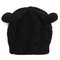 Cute Cat Ear Devil Slouch Beanie Hat Crochet Knitted  Braided Winter Warm Cap - Black