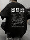 Mens Letter Slogan Landscape Back Print Short Sleeve Casual T-Shirts - Black