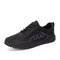 Men Hand Stitching Large Size Lace-up Soft Sole Casual Flats - Black