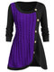 Jacquard Patchwork Long Sleeve Knit Plus Size Women Sweater - Purple