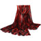 180CM Women Voile Coral Flower Printing Scarf Casual Long Size Warm Soft Shawls - Dark Red