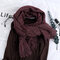 Women Woolen Blending Ethnic Style Scarf Shawl Casual Warm Breathable Sunscreen Scarf - Wine Red
