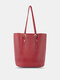 Women Vintage Large Capacity Multi-Carry Faux Leather Handbag Tote - Wine Red