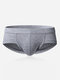 Mens Modal Elastic Fiber Soft Underwear Solid Color Breathable Briefs With Big Pouch - Gray