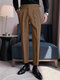 Pantalon taille haute à double bouton pour homme - café