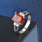 Vintage Geometric Diamonds Finger Rings Square Crystal Inlaid Couple Rings Zircon Rings - Red