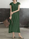 Damen Einfarbig Kurzarm Lässig Rundhalsausschnitt Kleid - Grün