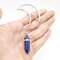 Colorful Natural Stone Pendant Hollow Moon Charm Hair Clip Hair Accessories for Women - Blue