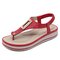 Metal Clip Toe Platform Elastic Band Lightweight Beach Sandals - Red