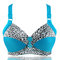 Thin Leopard Adjustment Bra Gathered Without Steel Ring Chest Small Full Cup Underwear - Blue Leopard