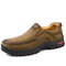Men Breathable Cow Leather Slip Resistant Wear-resistant Casual Shoes - Khaki