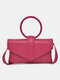 Women Solid Ring Candy Colors Crossbody Bag Handbag - Red