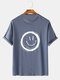 Mens Funny Smile Face Cartoon Print T-shirts - Light Blue