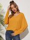 Solid Backless Criss-cross V-neck Long Sleeve Sweatshirt - Yellow