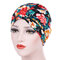 Womens Farmhouse Style Floral Cotton Beanie Hats Casual Flexible Caps Muslim Headband - #9