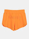 Plus Size Pure Cotton Breathable Lounge Drawstring Waist Letters Embroidery Sports Gym Shorts - Orange