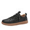 Men Daily Side Zipper Lace Up Casual Round Toe Skate Shoes - Black