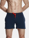 Mens Home Shorts Breathable Elastic Waist Drawstring Jogging Cotton Sports Shorts - Dark Blue