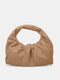 Women Vintage Faux Leather Solid Color Cloud Shape Handbag - Khaki