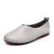 Big Size Leather Comfortable Slip On Lazy Casual Flat Shoes - Gray