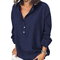 Women's T-shirt Solid Color Casual Fashion Long-sleeved Women's Shirt - Dark Blue