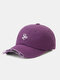 Unisex Cotton Letter Embroidery Broken Hole Fashion Sunshade Baseball Cap - Purple