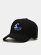 Unisex Cotton Sea Wave Embroidery Fashion All-match Adjustable Outdoor Sunshade Peaked Caps Baseball Caps - Black