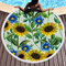 Sunflower Round Beach Towel Blanket Hawaii Hawaiian Tropical Large Microfiber Terry Beach Roundie Palm Circle Picnic Carpet Yoga Mat with Fringe - #1
