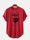 Camisetas de manga corta con estampado de letras y retrato de tinta para hombre, informales, ligeras y altas - rojo
