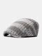 Men Cotton Stripes Pattern Sunvisor Casual Fashion Forward Hat Beret Hat Flat Cap - Dark Gray