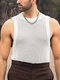 Camiseta sin mangas de punto de ganchillo de malla informal para hombre - Blanco