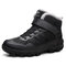 Men Warm Lining Stitching Non-slip Pure Color Casual Ankle Boots - Black